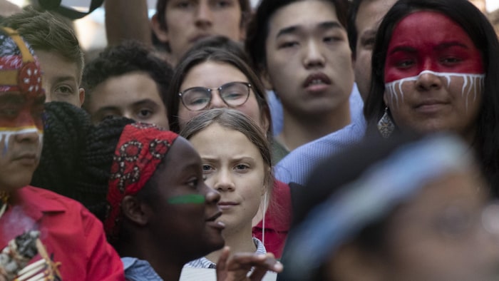Lors de la manifestation contre les changements climatiques dans le centre-ville de Montréal, en 2019.