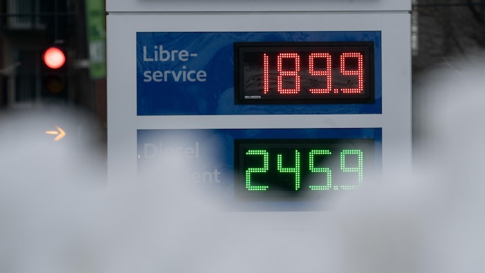 L'affichage d'une station d'essence.