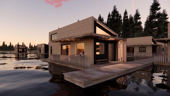 Des chalets flottants.