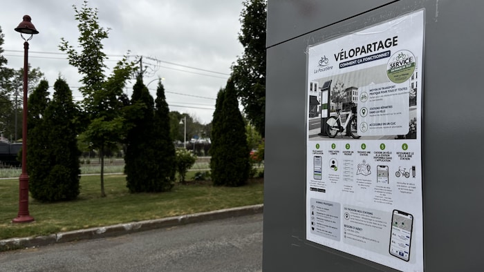 Affiche indiquant les modalités du vélopartage à la Ville de La Pocatière.