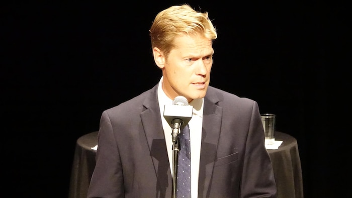 Le candidat bloquiste Alexis Deschênes.
