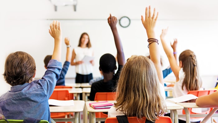 Professeur D'école Enseignant Aux Enfants Du Primaire En Classe