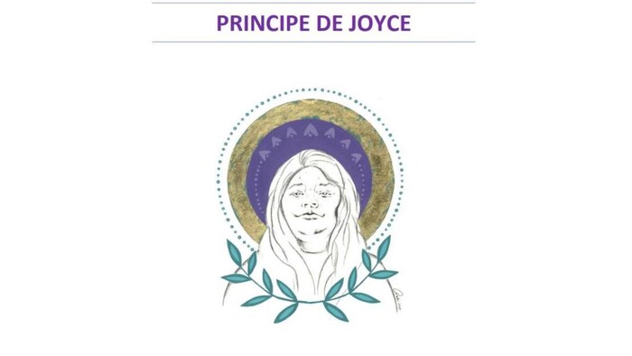 Couverture du « Principe de Joyce » représentant le visage stylisé de Joyce Echaquan.