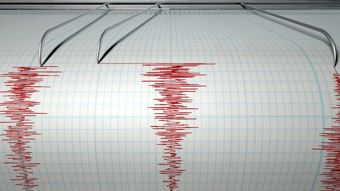 Un sismographe s'active pendant un tremblement de terre.