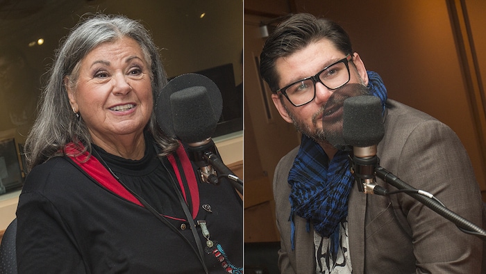 Ginette Reno et lad fils Pascalin Raynault au micro d'Isabelle Craig.