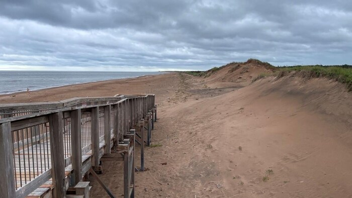 Une dune de sable au bord de la mer.