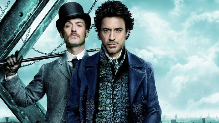 Jude Law et Robert Downey Jr. dans le film <em>Sherlock Holmes</em>, réalisé par Guy Ritchie en 2009