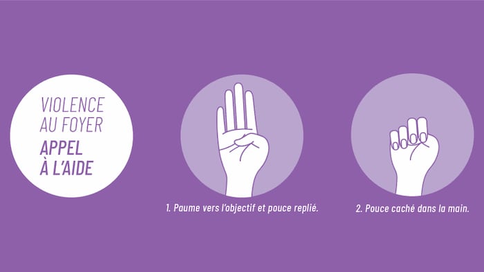 Un dessein qui indique un signe de main comme appel à l'aide dans des cas de violence.