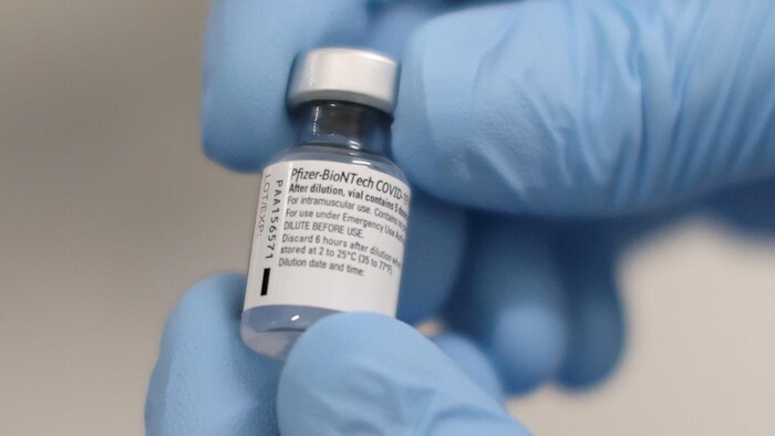 A vial of Pfizer-BioNTech COVID-19 vaccine.