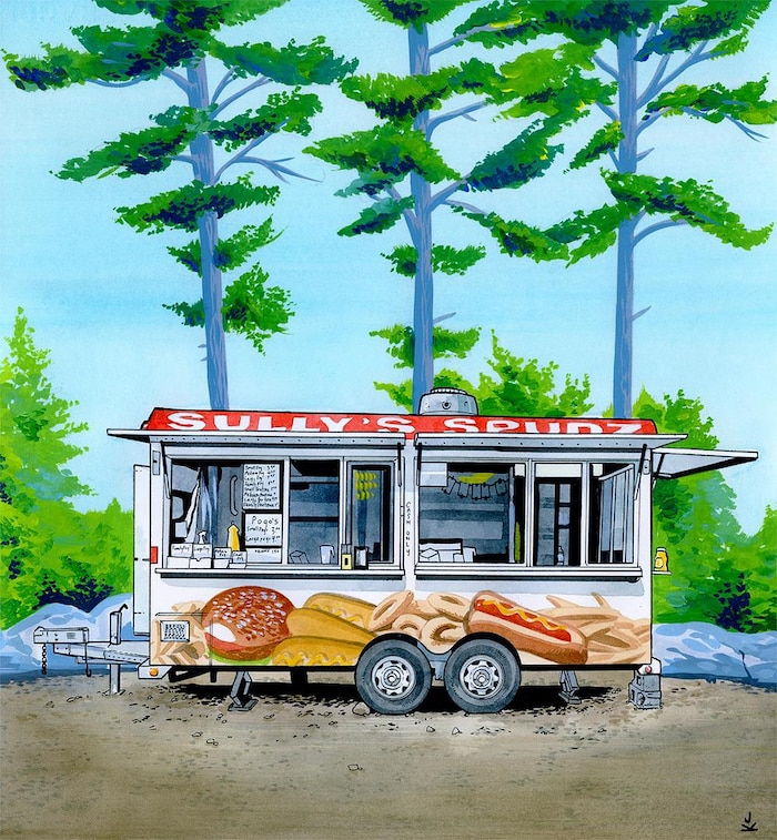 Illustration de Joel Kimmel du «chip stand» Sully's Spudz à Mattawa.