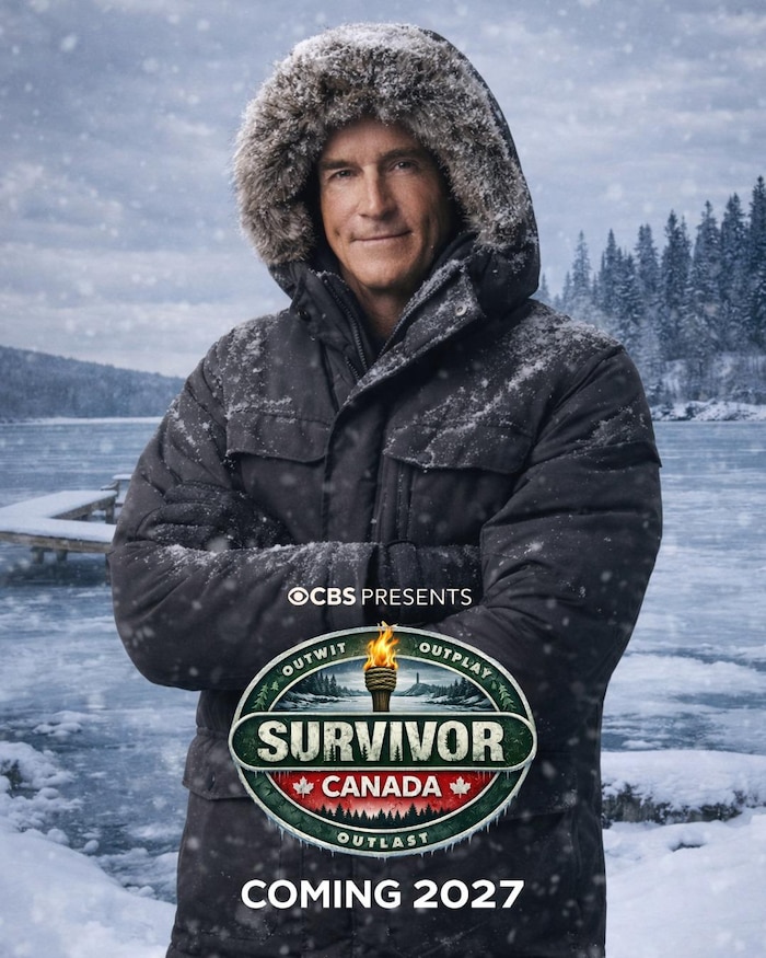 L'animateur de Survivor Jeff Probst avec un manteau d'hiver.