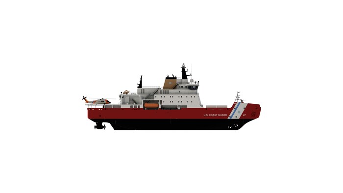 Modélisation graphique d'un navire Artic Sea Cutter commandé par la Garde côtière américaine.