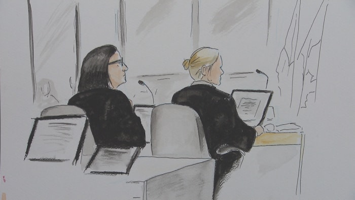 Portrait des deux avocates de Marc-André Grenon en cour lors du procès en 2024.