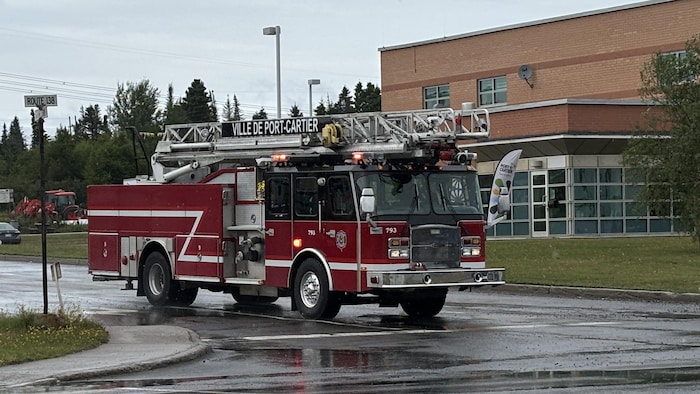 Le camion-échelle du service incendie de Port-Cartier.