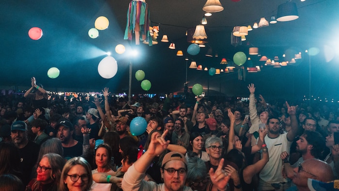 Une foule de spectateurs lors d'un concert dans un festival.