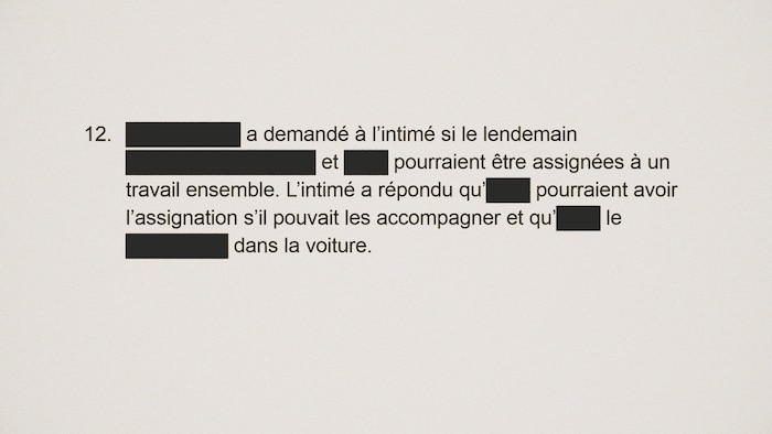 Un extrait d'un rapport d'enquête sur des cas de harcèlement sexuel.