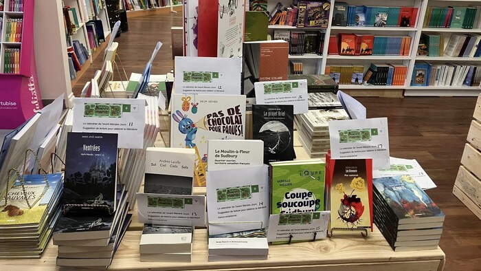Une table remplie de livres dans une librairie.