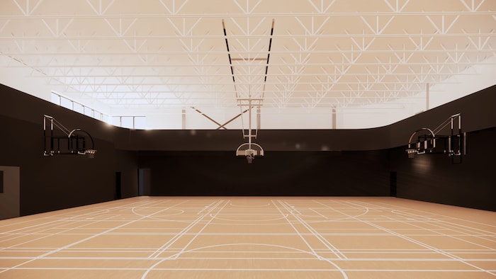 Une maquette d'un gymnase.