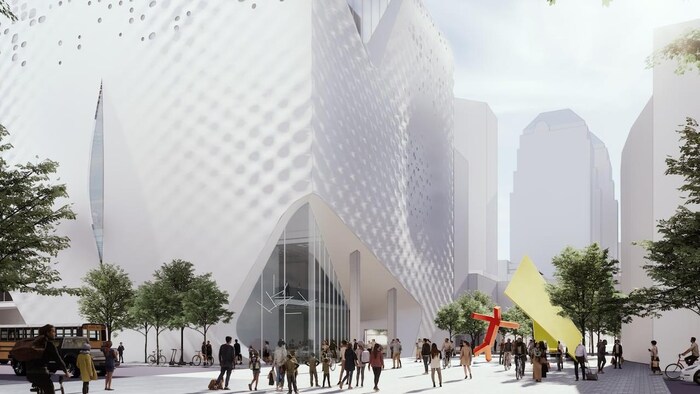 Dessin conceptuel du nouveau bâtiment qui abrite le musée Glenbow à Calgary. 
