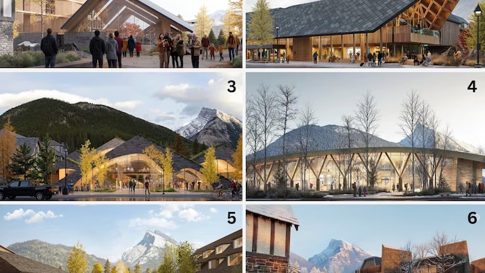 On voit six plans juxtaposés deux par deux qui représentent les projets de développement d'espace public et qui font l'objet de consultations.