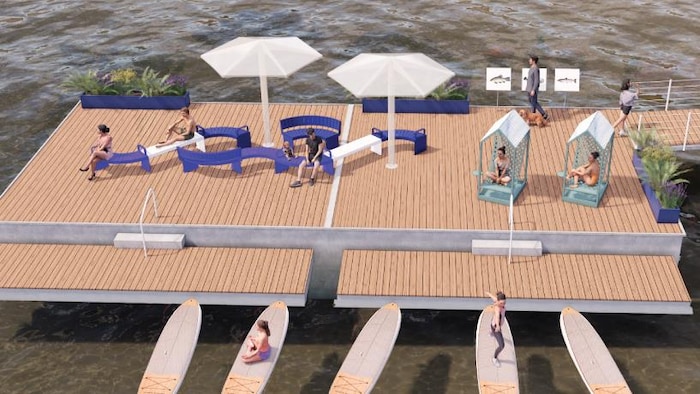 Un visuel préliminaire de quai flottant.