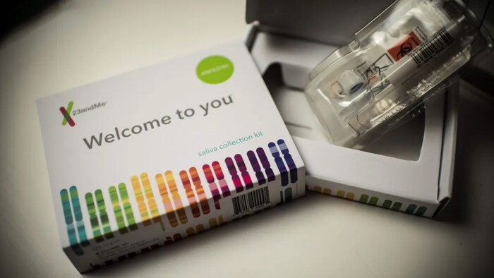 A genetic testing kit from 23andMe.