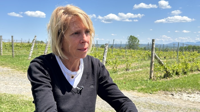 Anne-Marie Lemire dans son vignoble.