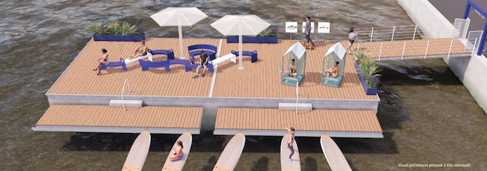Un visuel préliminaire de quai flottant.