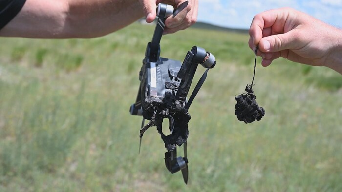 Un drone brûlé.