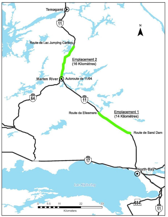Une carte illustrant 2 tronçons de way qui verront l'avancement de la 2+1.