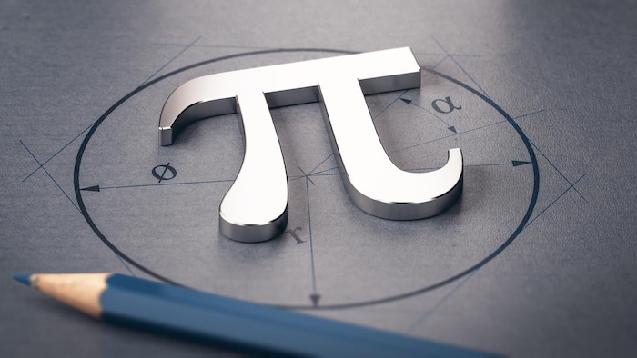 Illustration 3D de la lettre pi sur un dessin de cercle. 