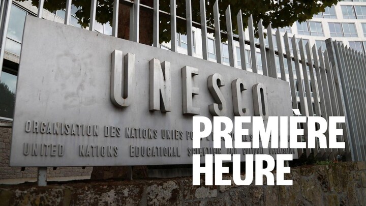 Le logo du siège de l'Organisation des Nations unies pour l'éducation, la science et la culture (UNESCO) à Paris.