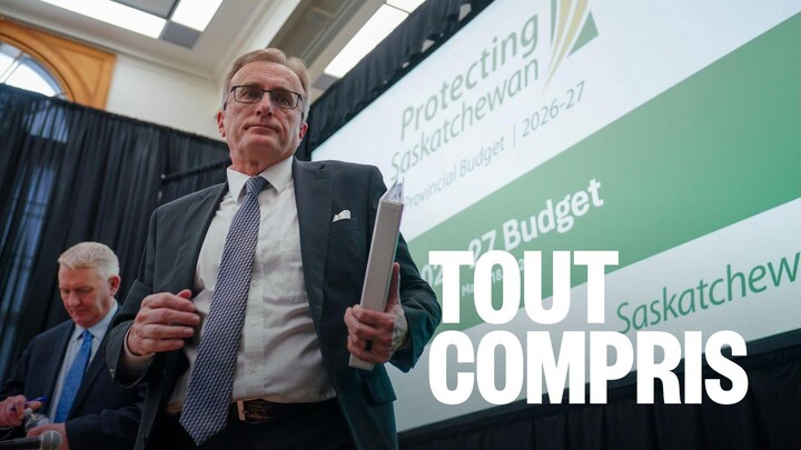 Le ministre des Finances de la Saskatchewan lors de la présentation du budget provincial, le 18 mars 2026.