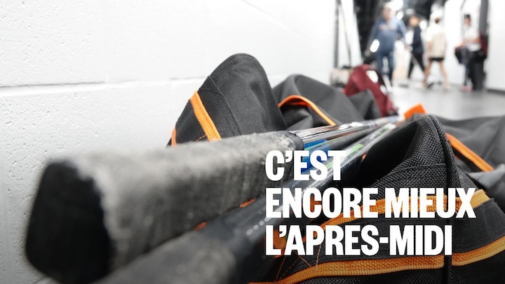 Une poche de hockey avec des bâtons.
