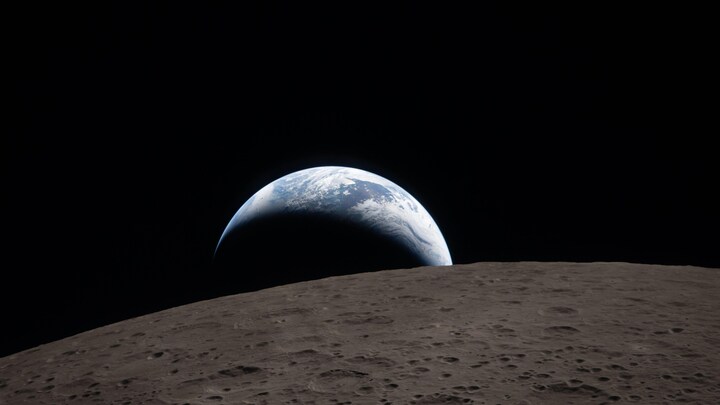 Un coucher de Terre capté par l'équipage d'Artemis II.
