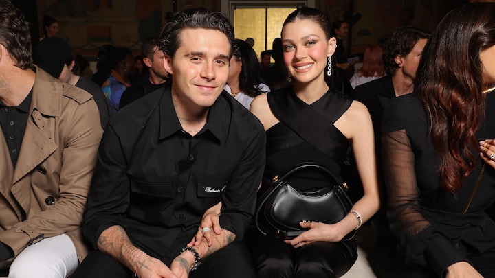 Brooklyn Beckham et Nicola Peltz lors d'un défilé pour Balmain