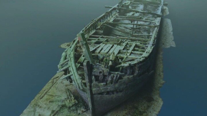 Modélisation 3D de l'épave Robert Gaskin sous l'eau.