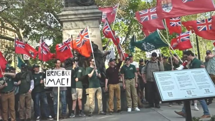 Una captura de pantalla de un video del grupo etnonacionalista Dominion Society of Canada.
