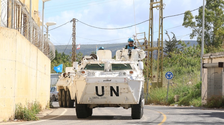Miembros de la Fuerza Provisional de las Naciones Unidas en el Líbano.  