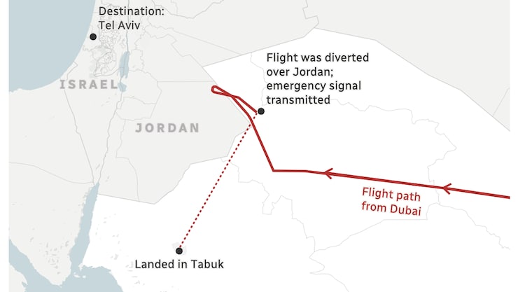 Isang mapa na nagpapakita ng flight path ng isang eroplano.