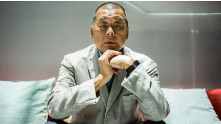 (File: Jimmy Lai, in an interview with AFP on June 16, 2020, at his company's premises in Hong Kong. )