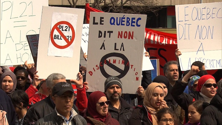Manifestantes en la provincia de Quebec.