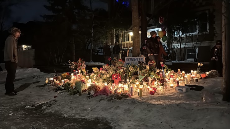 A makeshift memorial is seen for Good on Wednesday in Minneapolis. 