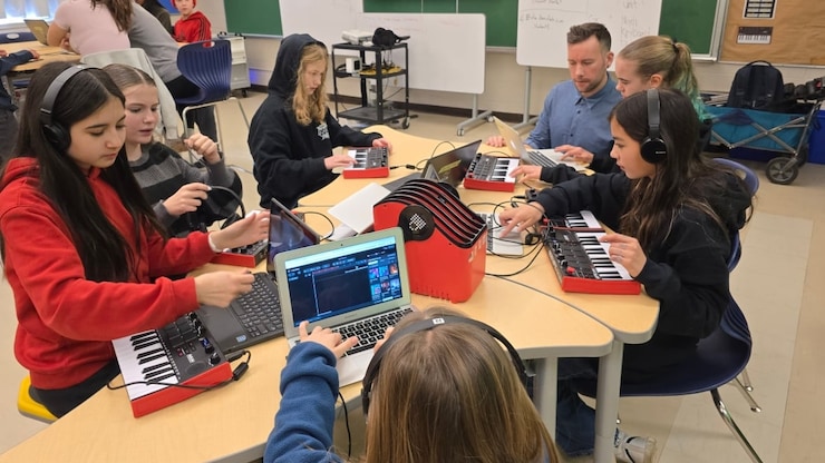 The traditional music class offers many positives, from learning to read music to building community, says music teacher Michael Meroniuk, yet he's seen how music tech lessons have engaged students who weren't connecting with that conventional setting. 'When they're on the computer and they're in control of the sound and their environment, they just start to express themselves in a really cool way.'