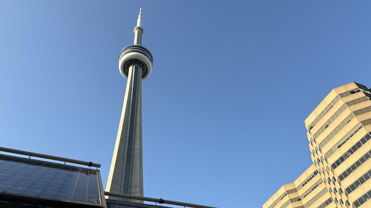 The CN tower in the sky of Toronto, June 30, 2025. toronto cn tower affected lockout