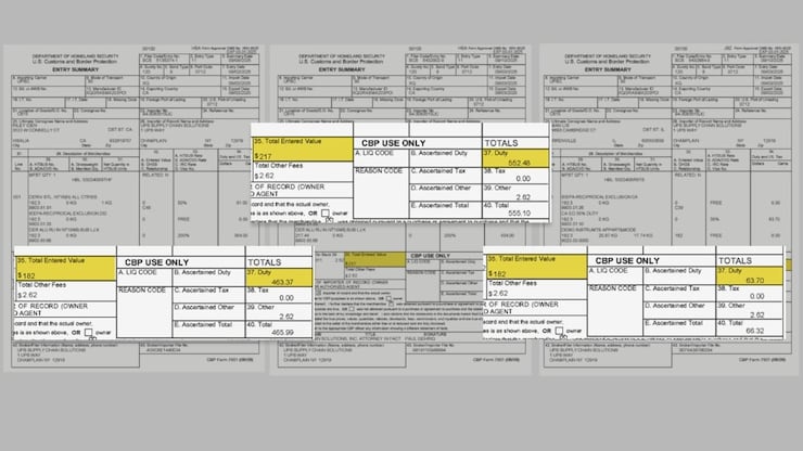 U.S. Customs and Border Protection claims show vastly different rates and tariff codes applied to the same product sold by Fulop.
