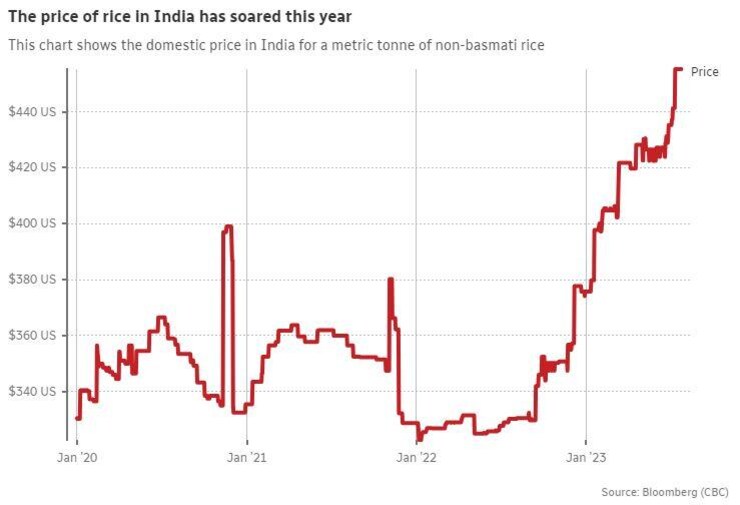 India’s rice export ban leads to stockpiling in Canada and around the ...