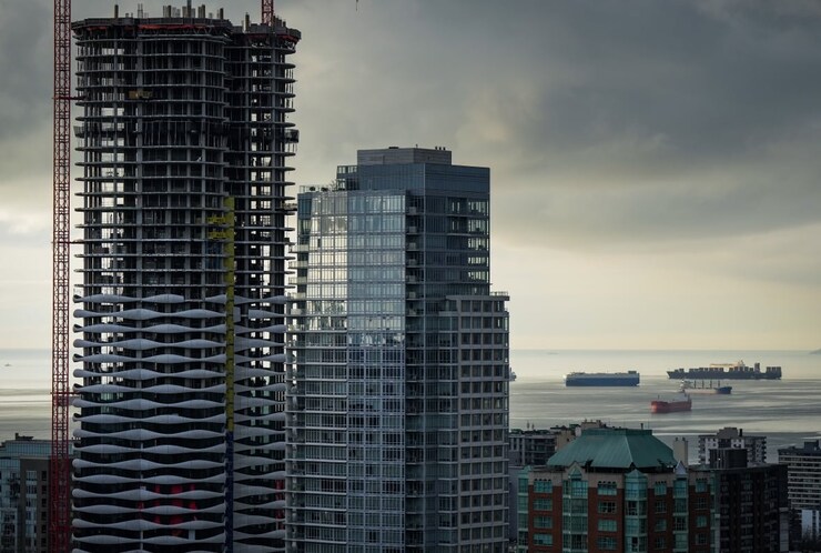 A condo tower is seen under construction in downtown Vancouver.