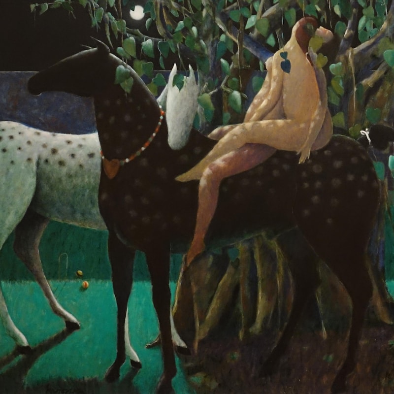 La toile « Two Women, Same Horse » par Henry Wanton Jones.