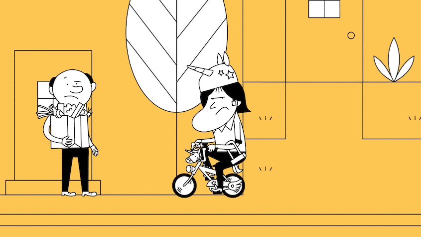 PapaGuy sur un vélo.